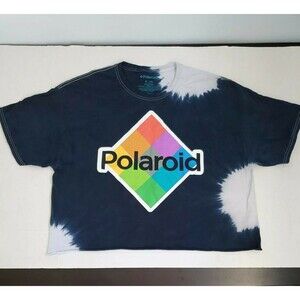 Polaroid Tie Dye Crop T-shirt Women’s Sz XL Extra‎ Large Navy Blue White